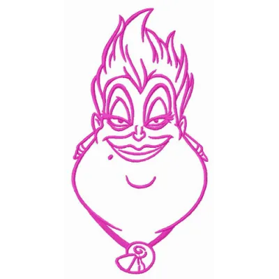 Preview of the Sea Witch Ursula embroidery design, featuring intricate details inspired by the Little Mermaid.