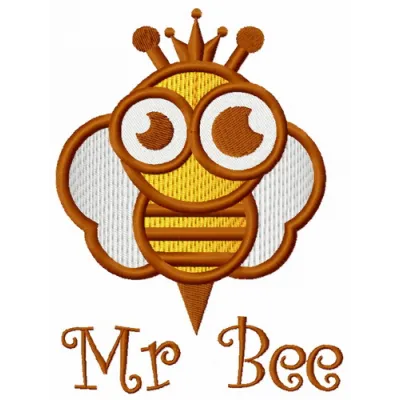 Mr Bee embroidery design featuring a cheerful bee motif suitable for various stitching projects.