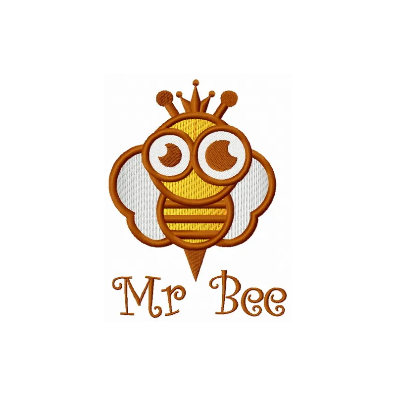 Mr Bee embroidery design featuring a cheerful bee motif suitable for various stitching projects.
