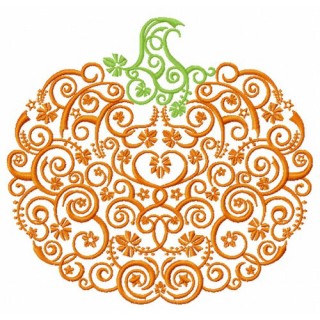 Swirl ornament pumpkin embroidery design - Embroidery Design