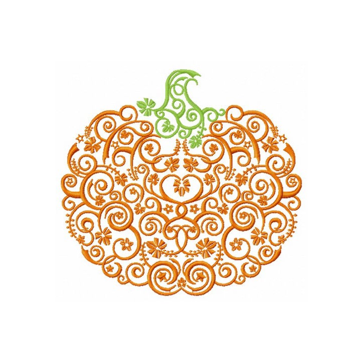 Swirl ornament pumpkin embroidery design - Embroidery Design