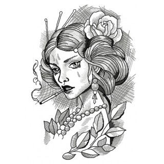 Crying lady embroidery design - Embroidery Design