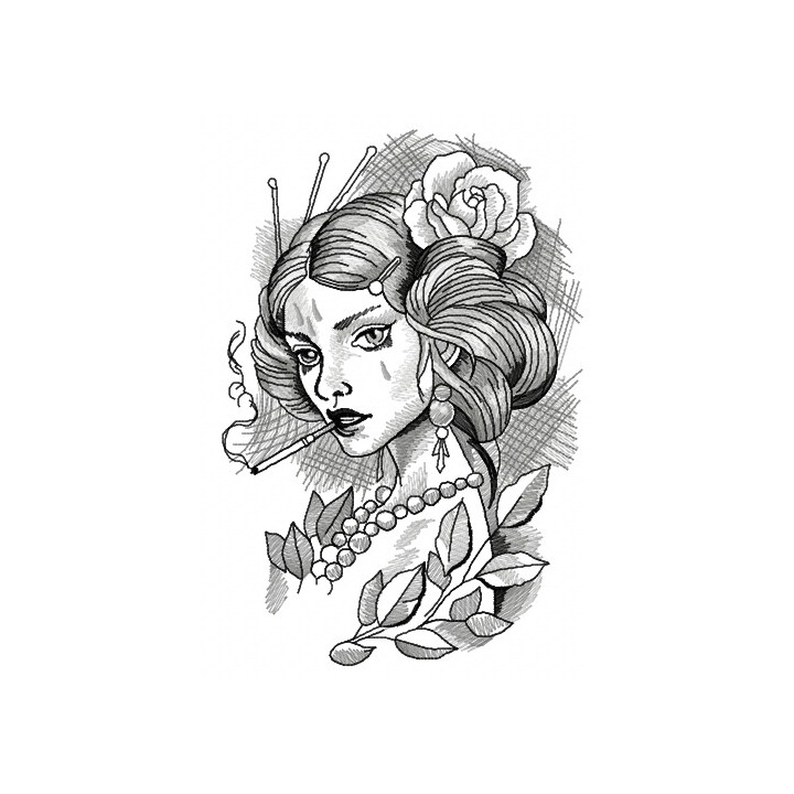 Crying lady embroidery design - Embroidery Design