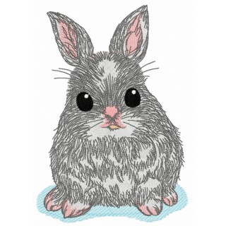 Fluffy bunny embroidery design - Embroidery Design
