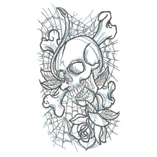 Skull, rose and web embroidery design - Embroidery Design