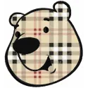 Preview of a polar bear face applique embroidery design, showcasing intricate stitching details for creative projects.