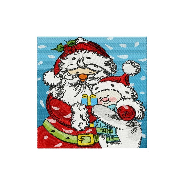 Santa and snowman embroidery design - Embroidery Design