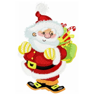 Kind Santa embroidery design featuring a cheerful Santa Claus, ideal for festive projects like t-shirts and hoodies.