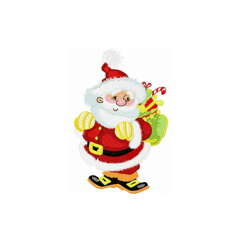 Kind Santa embroidery design featuring a cheerful Santa Claus, ideal for festive projects like t-shirts and hoodies.