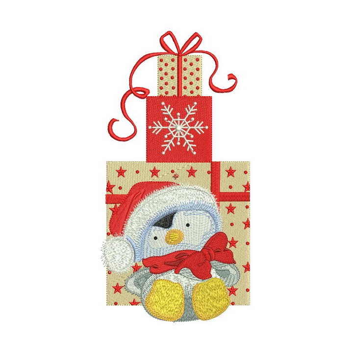 Penguin in Santa hat embroidery design - Embroidery Design