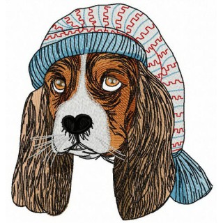 Puppy in nightcap embroidery design - Embroidery Design