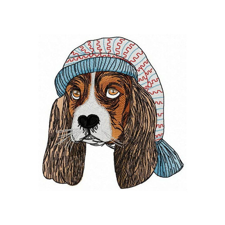 Puppy in nightcap embroidery design - Embroidery Design