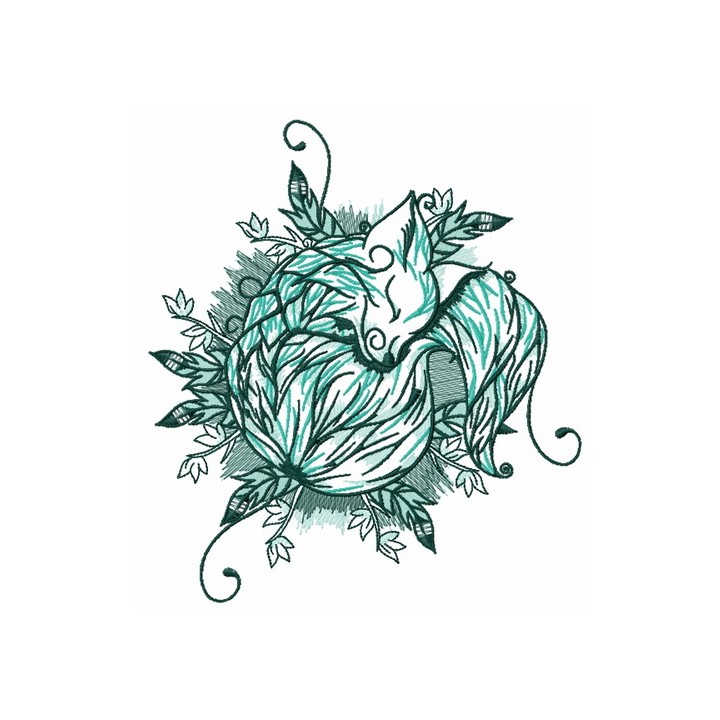 Sleeping fox 5 embroidery design - Embroidery Design