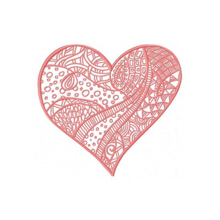 Mosaic heart embroidery design - Embroidery Design