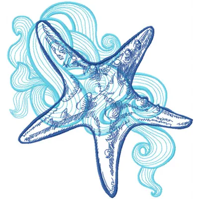 Sea star 3 embroidery design showcasing a vibrant sea star motif for stitching on apparel and home decor.