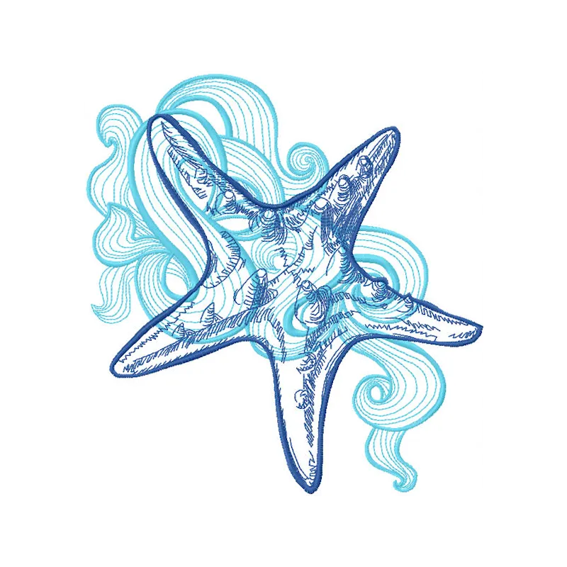 Sea star 3 embroidery design showcasing a vibrant sea star motif for stitching on apparel and home decor.