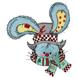 Bunny with stylish top hat embroidery design - Embroidery Design