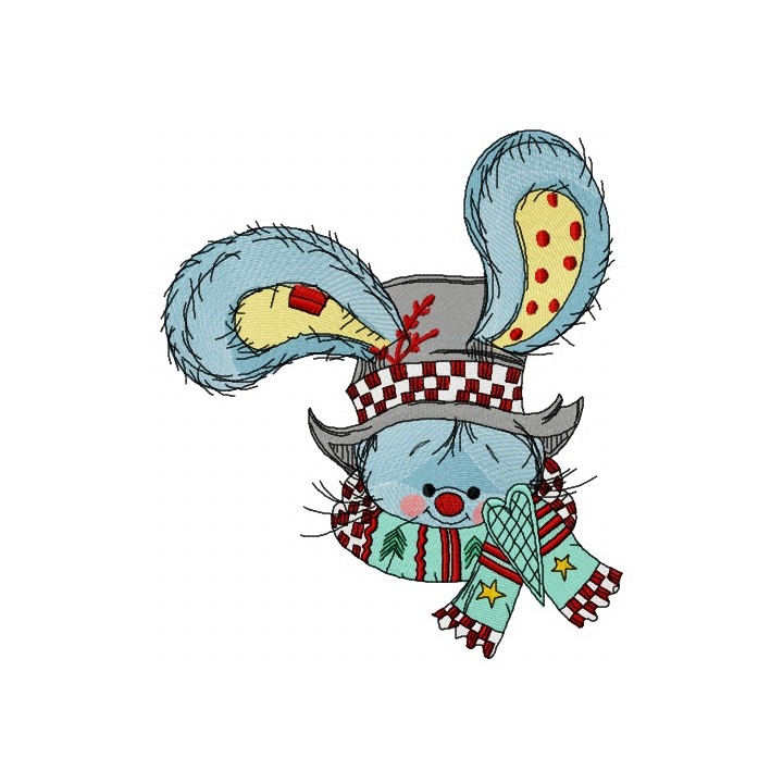 Bunny with stylish top hat embroidery design - Embroidery Design