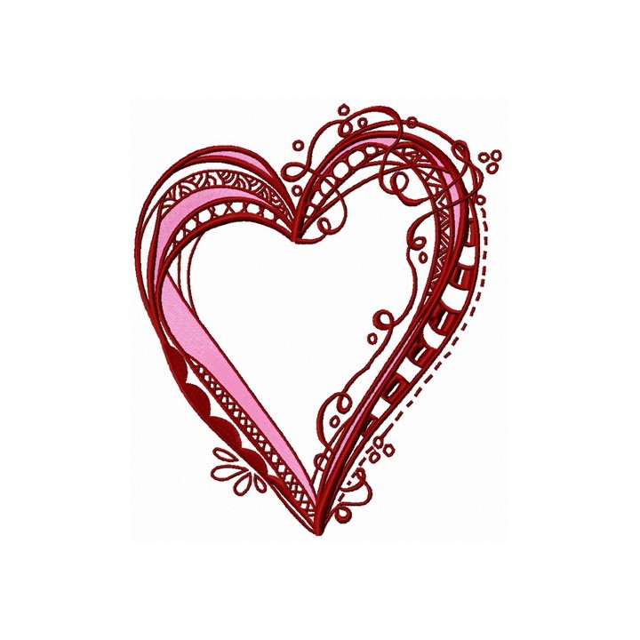 Ribbon heart embroidery design - Embroidery Design