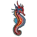 Combat sea horse embroidery design featuring intricate details, ideal for stitching on apparel and home decor.