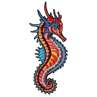 Combat sea horse embroidery design featuring intricate details, ideal for stitching on apparel and home decor.