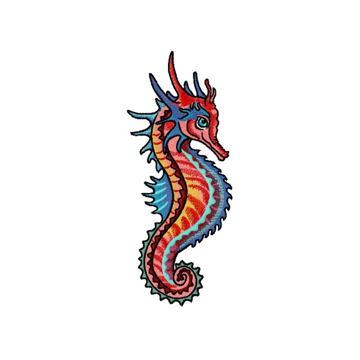Combat sea horse embroidery design - Embroidery Design