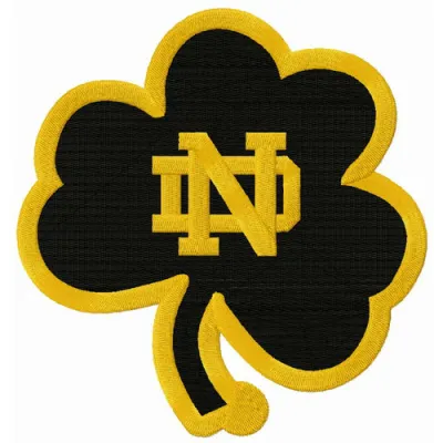 Embroidery design of the Notre Dame Fighting Irish clover logo, ideal for stitching on apparel and accessories.