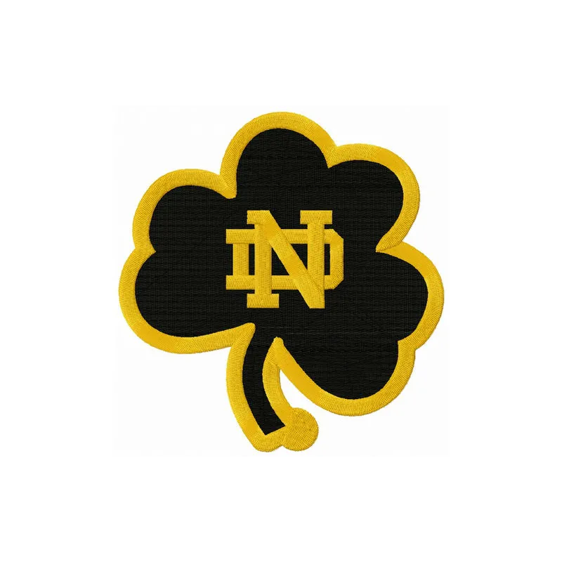 Embroidery design of the Notre Dame Fighting Irish clover logo, ideal for stitching on apparel and accessories.