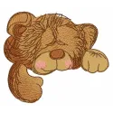 Preview of a delightful sleeping teddy bear toy embroidery design for creative stitching on children's items.