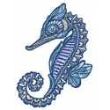 Mosaic sea horse embroidery design showcasing intricate stitching patterns for marine-themed projects.