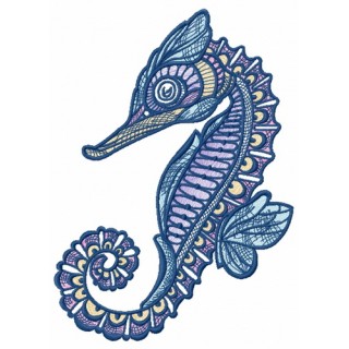 Mosaic sea horse embroidery design - Embroidery Design