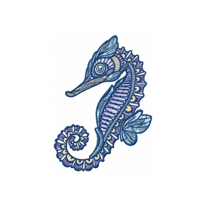 Mosaic sea horse embroidery design - Embroidery Design