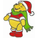 Winnie the Pooh embroidery design featuring a cheerful Pooh waiting for snow, perfect for Christmas projects.