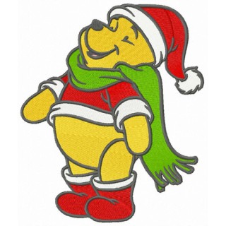 Winnie Pooh waiting for snow embroidery design - Embroidery Design