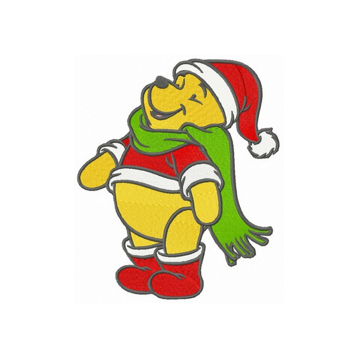 Winnie Pooh waiting for snow embroidery design - Embroidery Design