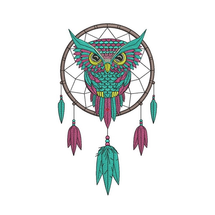 Owl dreamcatcher embroidery design - Embroidery Design
