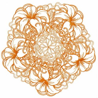 Orange lily doily embroidery design - Embroidery Design