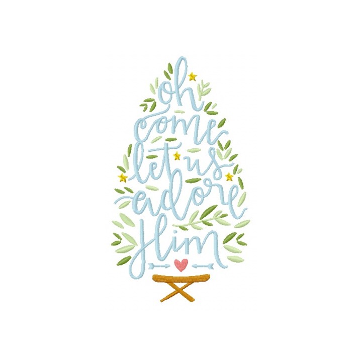 Oh come let us adore him embroidery design - Embroidery Design