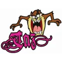 Taz embroidery design featuring the iconic Tasmanian Devil from Looney Tunes, perfect for creating fun stitched motifs.
