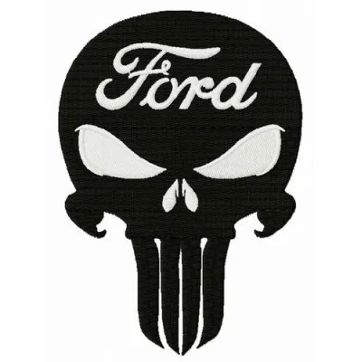 Ford Punisher embroidery design showcasing a bold and creative motif for stitching on apparel and accessories.