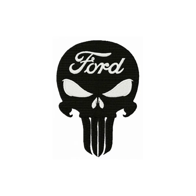 Ford Punisher embroidery design showcasing a bold and creative motif for stitching on apparel and accessories.