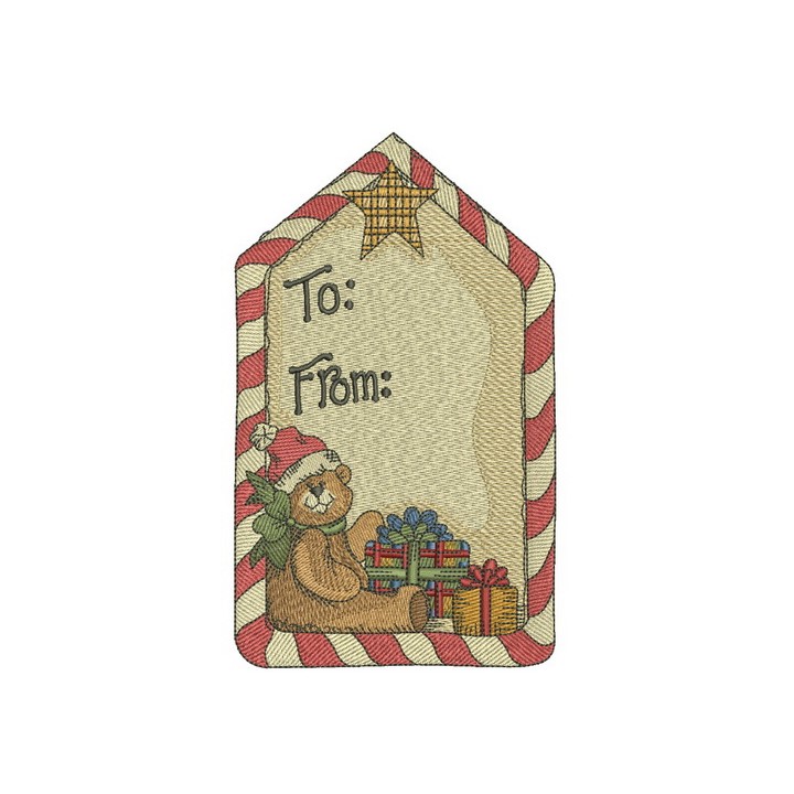 Christmas gift label embroidery design - Embroidery Design