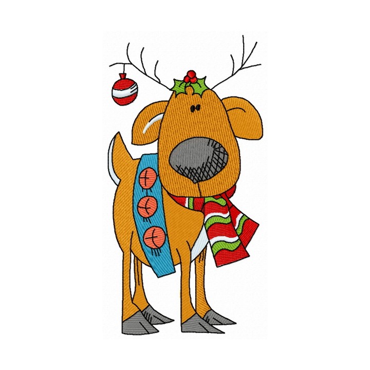 Santa's deer embroidery design - Embroidery Design
