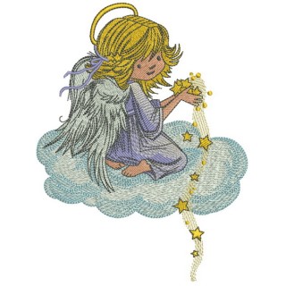 Angel with star dust embroidery design - Embroidery Design