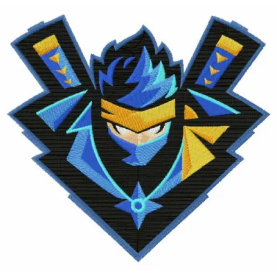 Ninja Fortnite embroidery design showcasing a vibrant ninja character, ideal for stitching on hoodies and t-shirts.