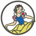 Preview of Snow White's curtsy embroidery design featuring her iconic pose, perfect for various stitching projects.