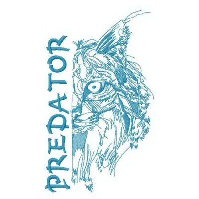 Preview of Bobcat half muzzle embroidery design featuring intricate woodland animal details.