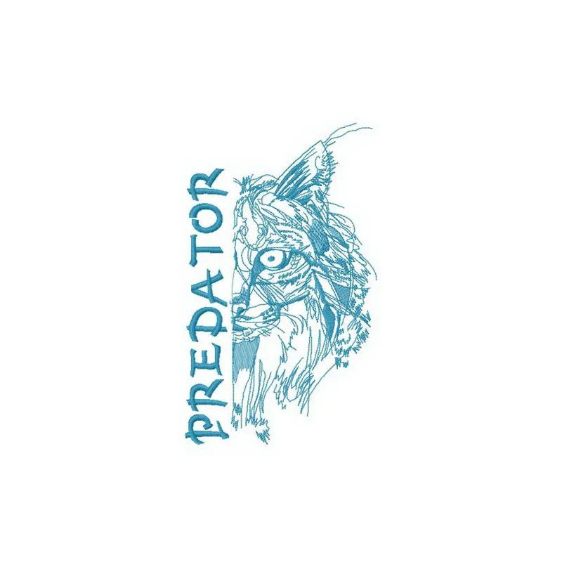 Preview of Bobcat half muzzle embroidery design featuring intricate woodland animal details.