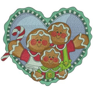 Gingerbread family embroidery design - Embroidery Design