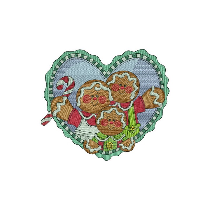 Gingerbread family embroidery design - Embroidery Design